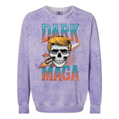 Dark Maga 2024 Usa Make Halloween Great Again Funny Trump Colorblast Crewneck Sweatshirt