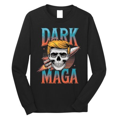 Dark Maga 2024 Usa Make Halloween Great Again Funny Trump Long Sleeve Shirt