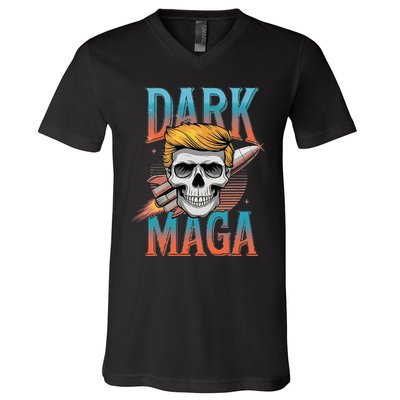 Dark Maga 2024 Usa Make Halloween Great Again Funny Trump V-Neck T-Shirt