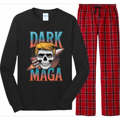 Dark Maga 2024 Usa Make Halloween Great Again Funny Trump Long Sleeve Pajama Set