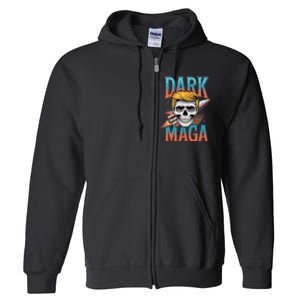 Dark Maga 2024 Usa Make Halloween Great Again Funny Trump Full Zip Hoodie