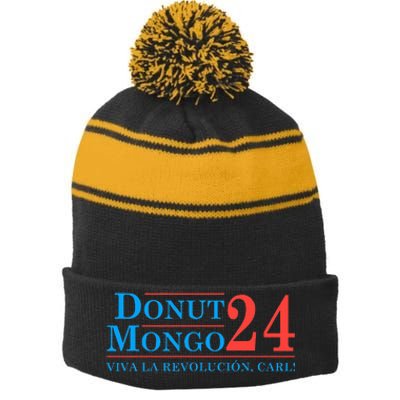 Donut Mongo 2024 Funny Meme Stripe Pom Pom Beanie