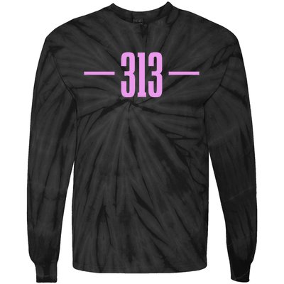 Detroit Michigan 313 Area Code Pride Retro Tie-Dye Long Sleeve Shirt