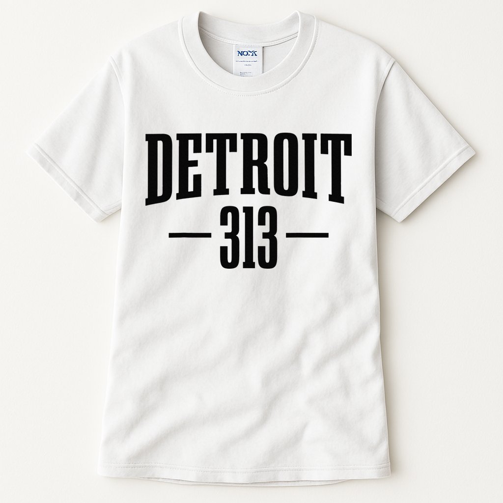 Detroit Michigan 313 Area Code Pride Retro Tall T-Shirt