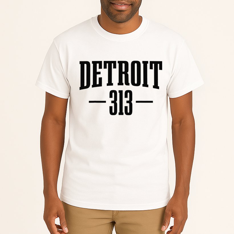 Detroit Michigan 313 Area Code Pride Retro Tall T-Shirt