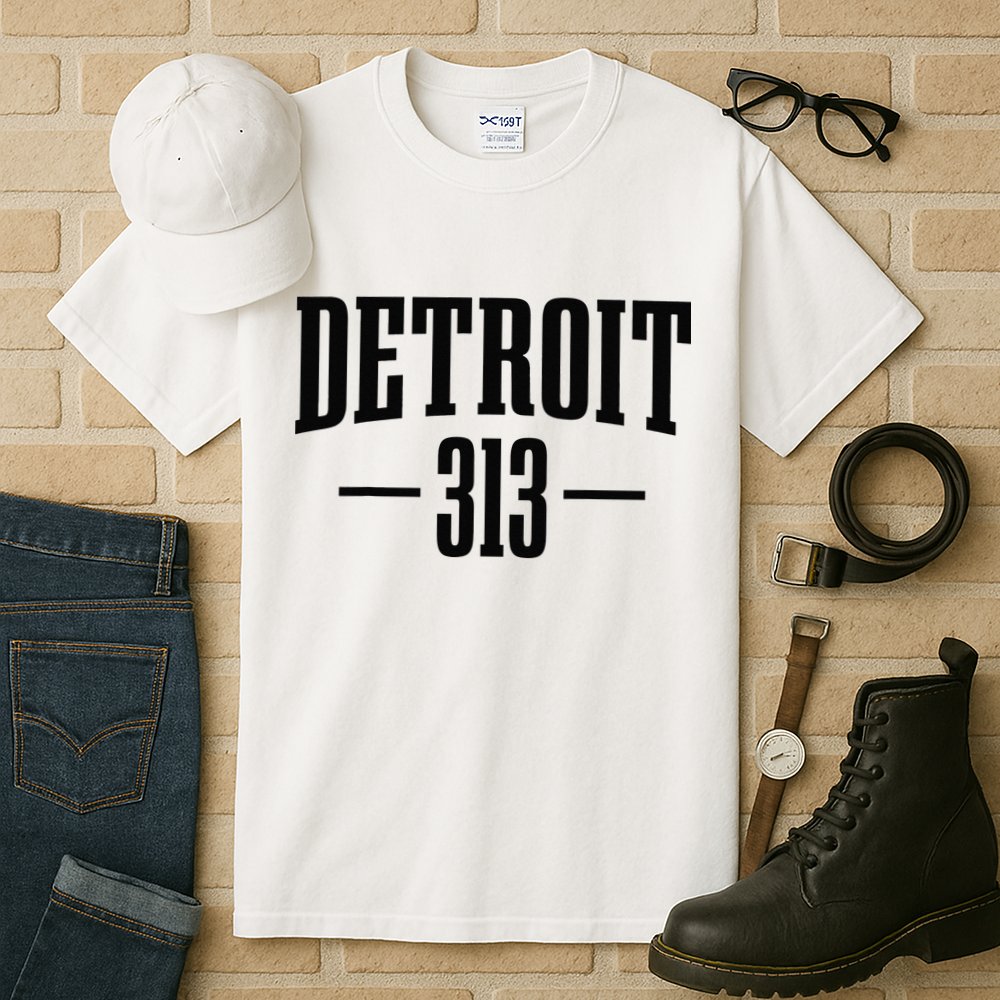 Detroit Michigan 313 Area Code Pride Retro Tall T-Shirt