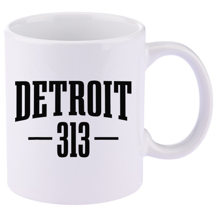 Detroit Michigan 313 Area Code Pride Retro 11oz C Handle Ceramic Mug