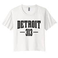 Detroit Michigan 313 Area Code Pride Retro Women's Crop Top Tee