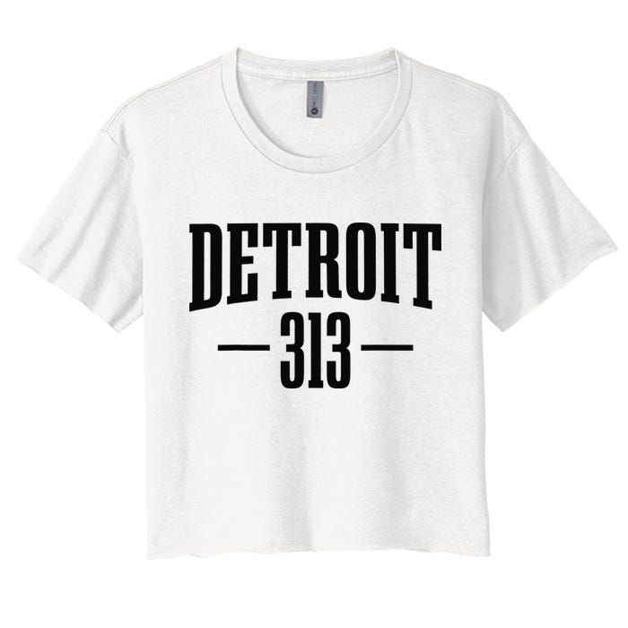 Detroit Michigan 313 Area Code Pride Retro Women's Crop Top Tee