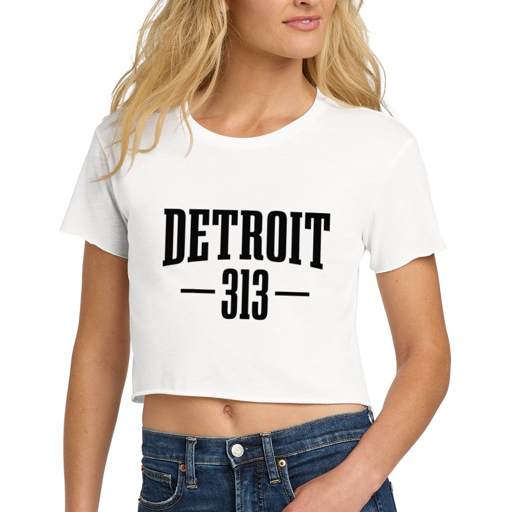 Detroit Michigan 313 Area Code Pride Retro Women's Crop Top Tee