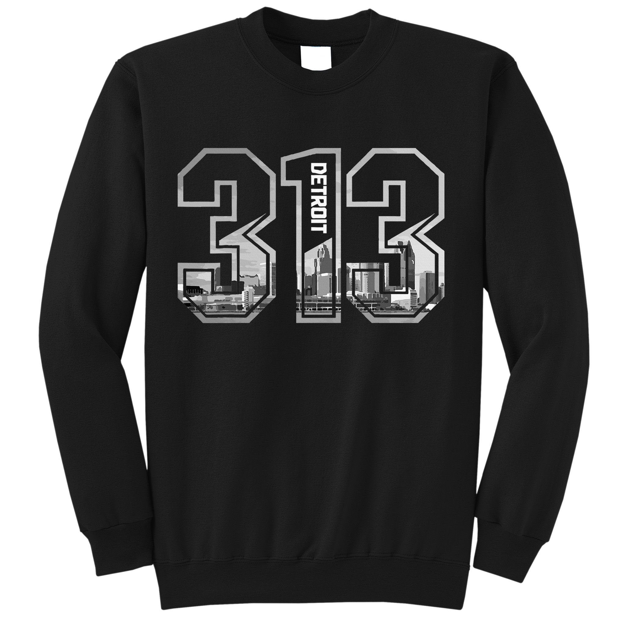 Detroit Michigan 313 Area Code Pride Skyline Sweatshirt
