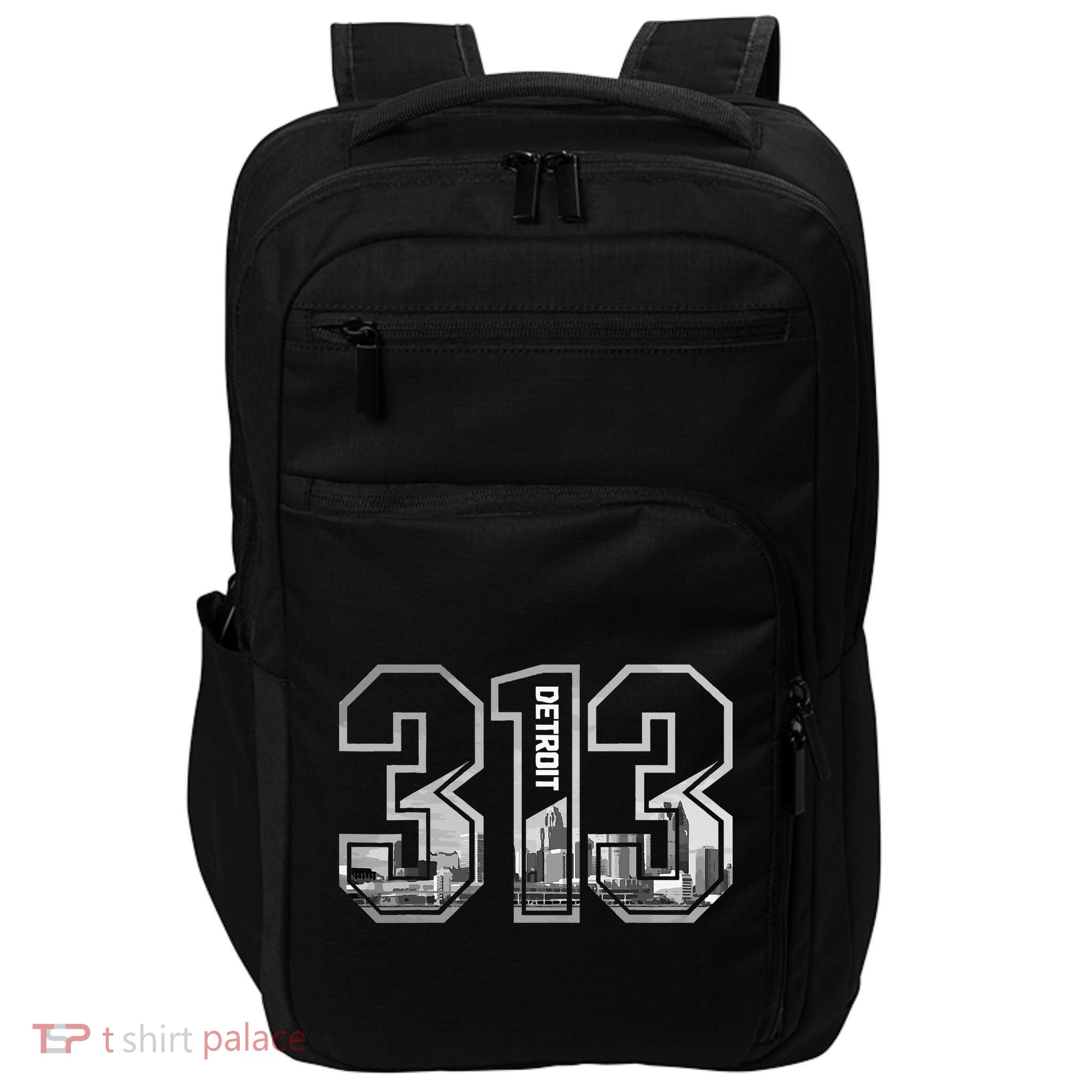 Detroit Michigan 313 Area Code Pride Skyline Impact Tech Backpack