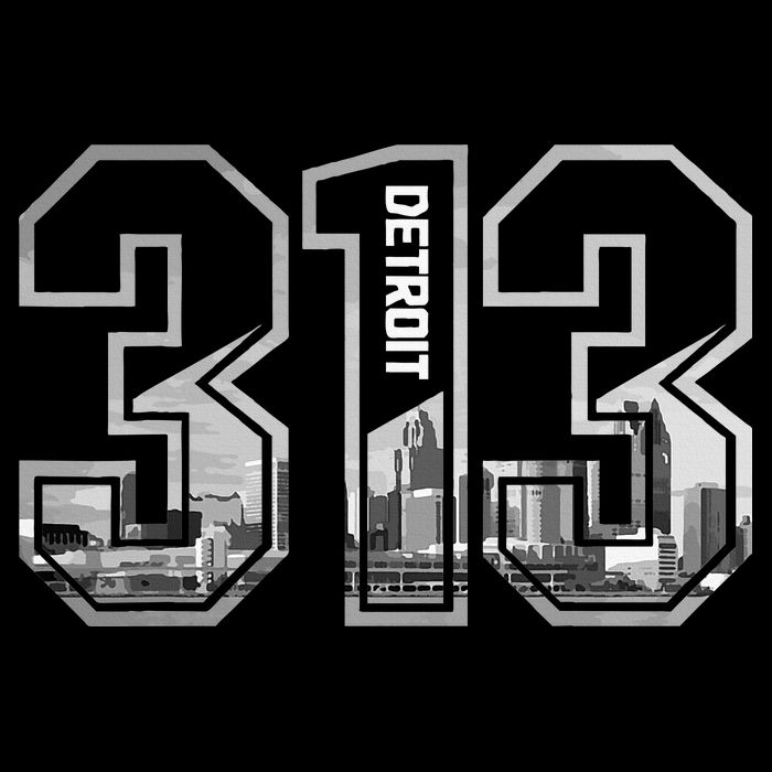 Detroit Michigan 313 Area Code Pride Skyline Sustainable Bucket Hat