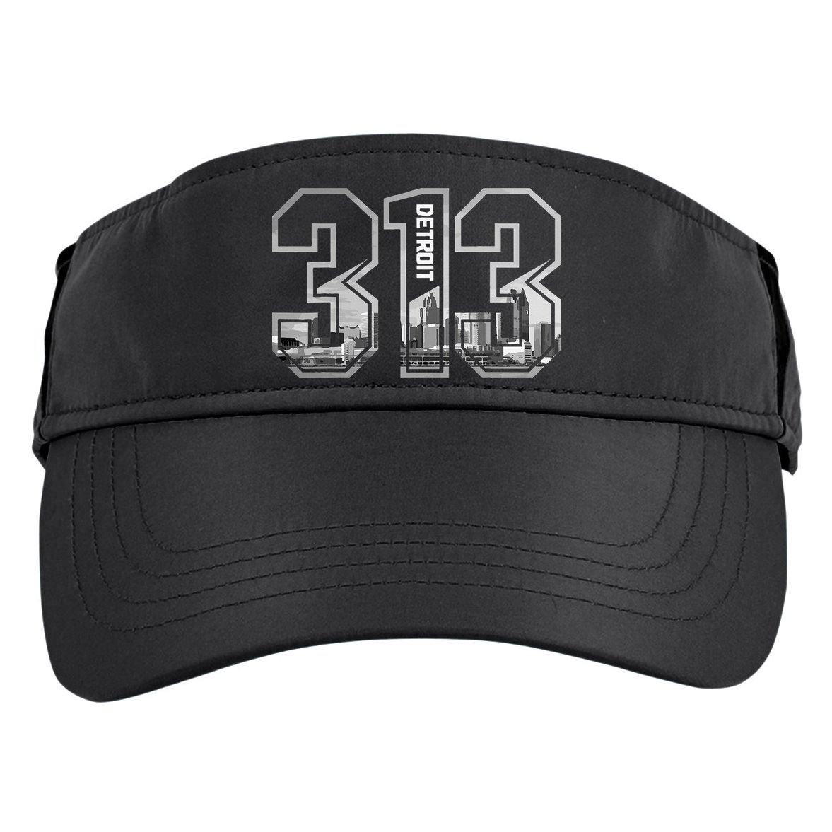 Detroit Michigan 313 Area Code Pride Skyline Adult Drive Performance Visor