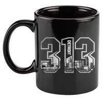 Detroit Michigan 313 Area Code Pride Skyline 11oz C Handle Ceramic Mug