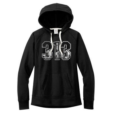 Detroit Michigan 313 Area Code Pride Skyline Women's Fleece Hoodie