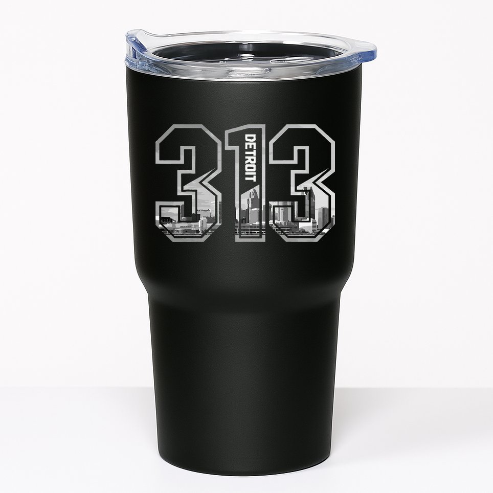 Detroit Michigan 313 Area Code Pride Skyline Tumbler