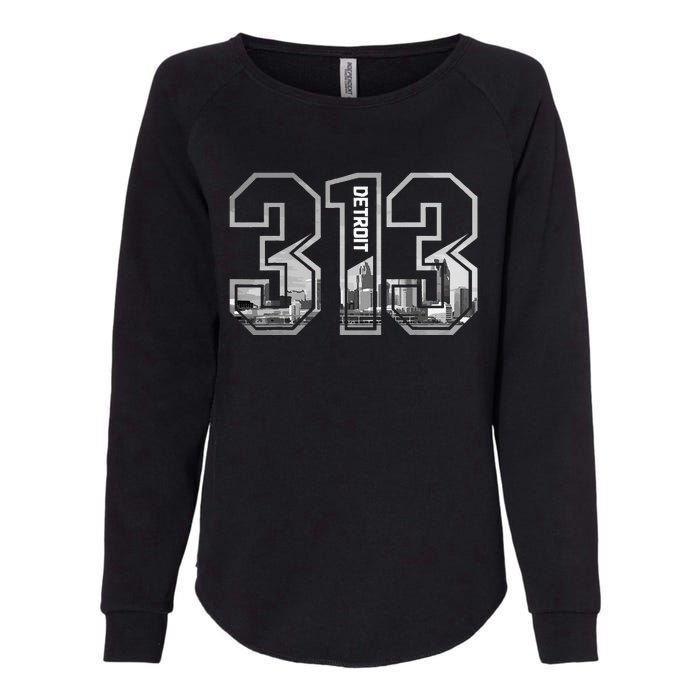 Detroit Michigan 313 Area Code Pride Skyline Womens California Wash Sweatshirt