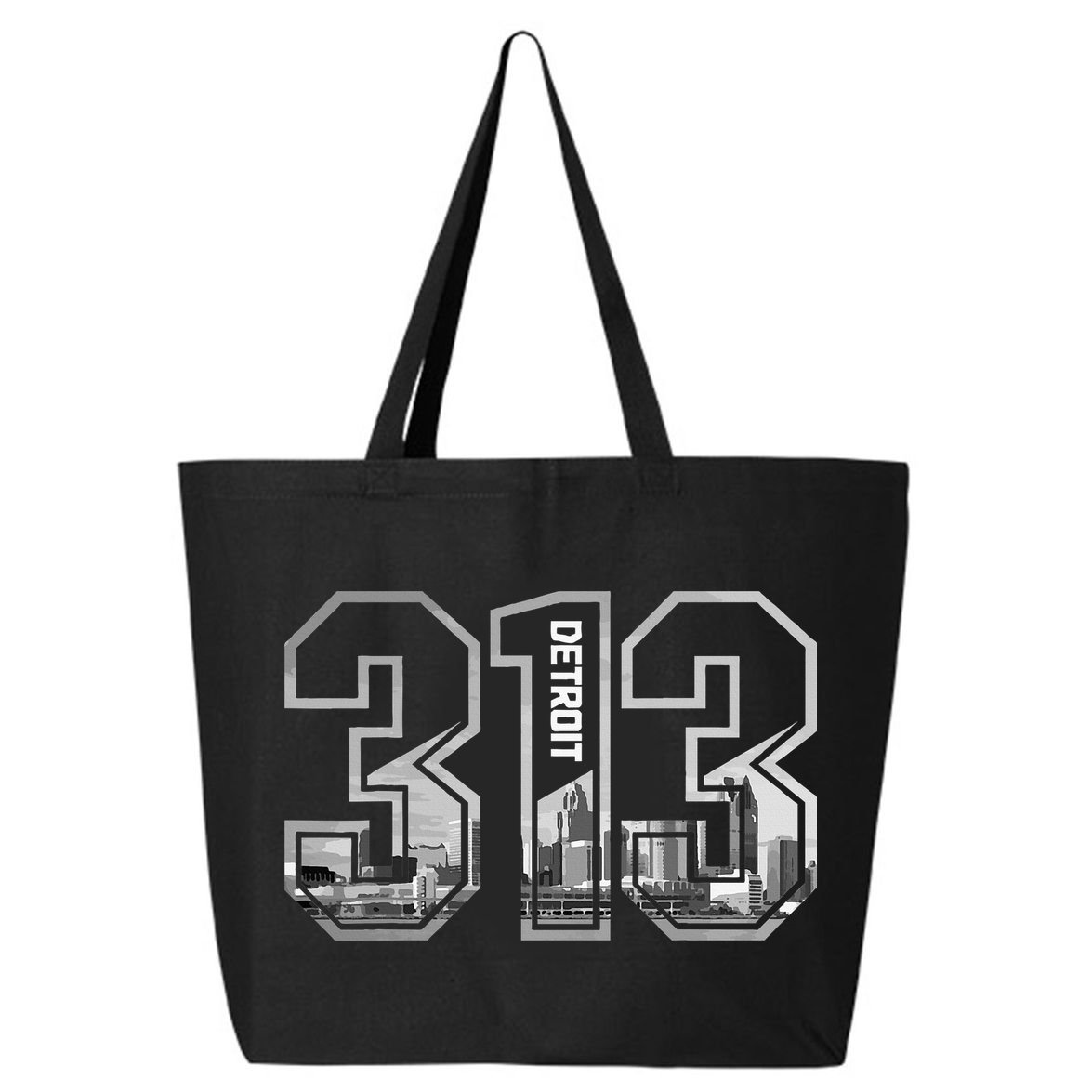Detroit Michigan 313 Area Code Pride Skyline 25L Jumbo Tote