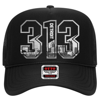 Detroit Michigan 313 Area Code Pride Skyline Trucker Hat