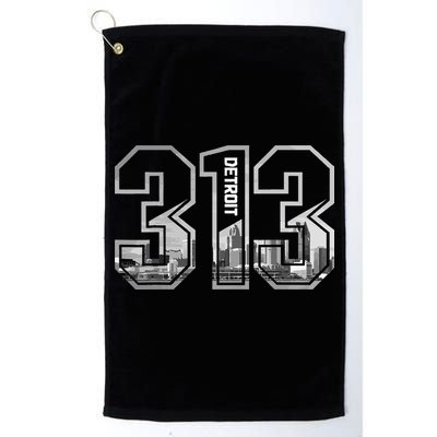 Detroit Michigan 313 Area Code Pride Skyline Golf Towel