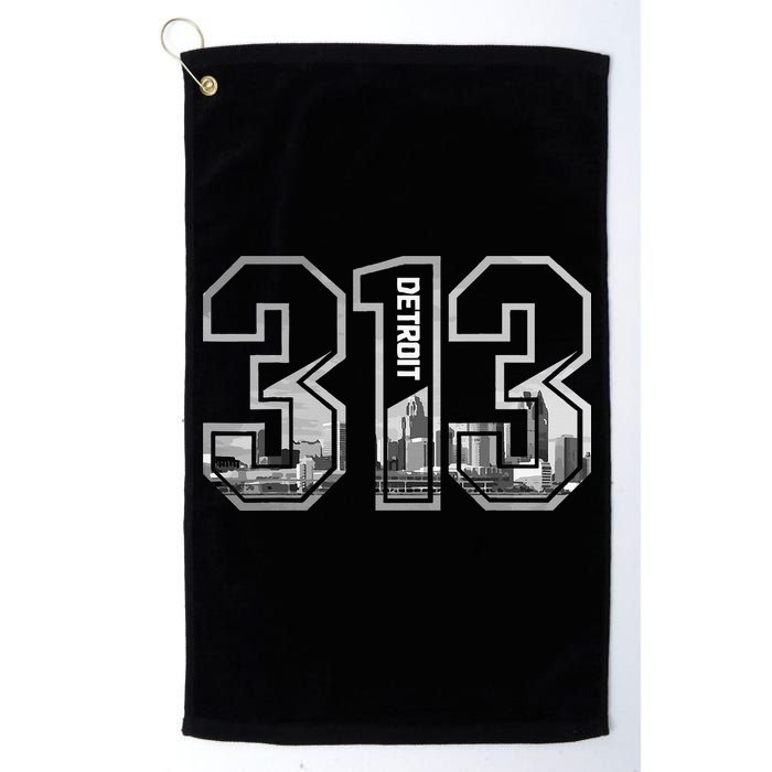 Detroit Michigan 313 Area Code Pride Skyline Golf Towel