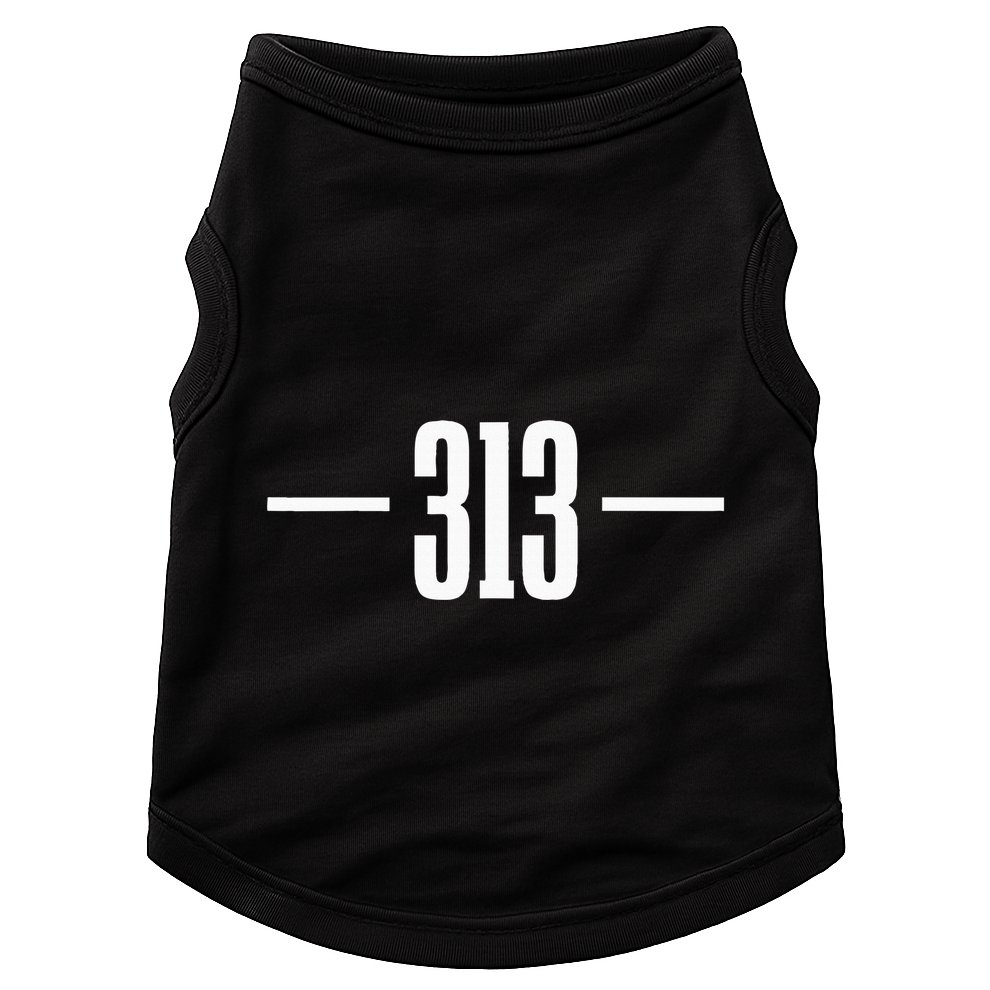 Detroit Michigan 313 Area Code Pride Retro Doggie Tank
