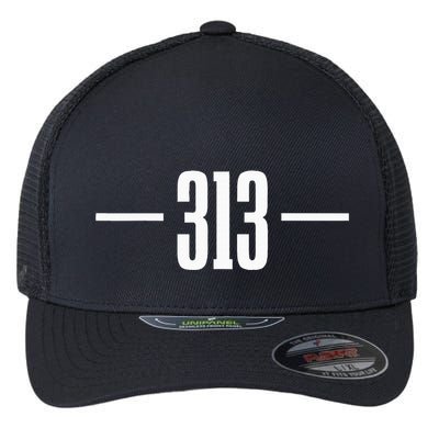 Detroit Michigan 313 Area Code Pride Retro Flexfit Unipanel Trucker Cap