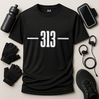 Detroit Michigan 313 Area Code Pride Retro Cooling Performance Crew T-Shirt
