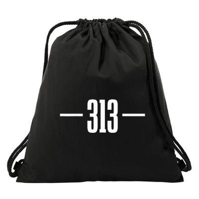Detroit Michigan 313 Area Code Pride Retro Drawstring Bag