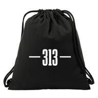 Detroit Michigan 313 Area Code Pride Retro Drawstring Bag