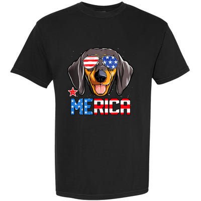 Dachshund Merica 4th Of July Usa American Flag Garment-Dyed Heavyweight T-Shirt