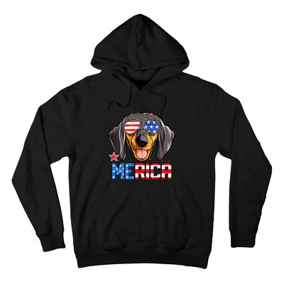 Dachshund Merica 4th Of July Usa American Flag Hoodie