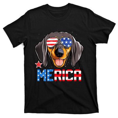 Dachshund Merica 4th Of July Usa American Flag T-Shirt