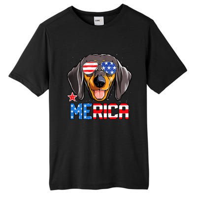 Dachshund Merica 4th Of July Usa American Flag Tall Fusion ChromaSoft Performance T-Shirt