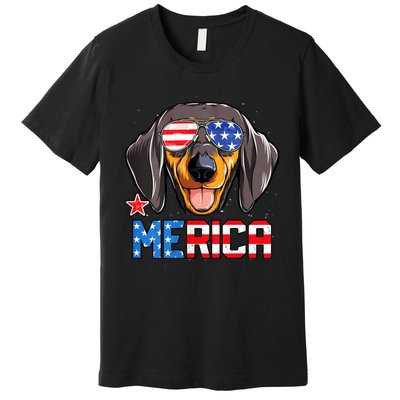 Dachshund Merica 4th Of July Usa American Flag Premium T-Shirt