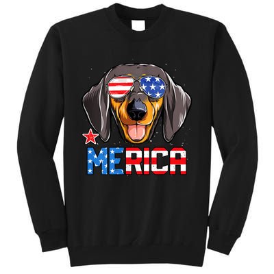 Dachshund Merica 4th Of July Usa American Flag Tall Sweatshirt