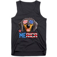 Dachshund Merica 4th Of July Usa American Flag Tank Top