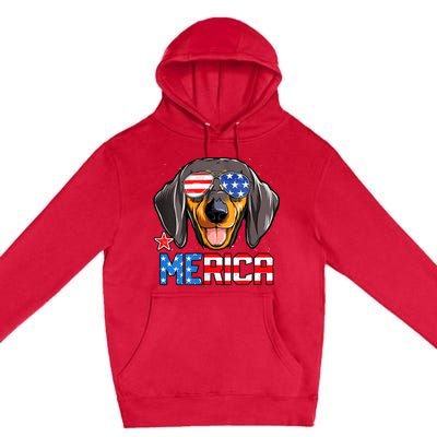 Dachshund Merica 4th Of July Usa American Flag Premium Pullover Hoodie