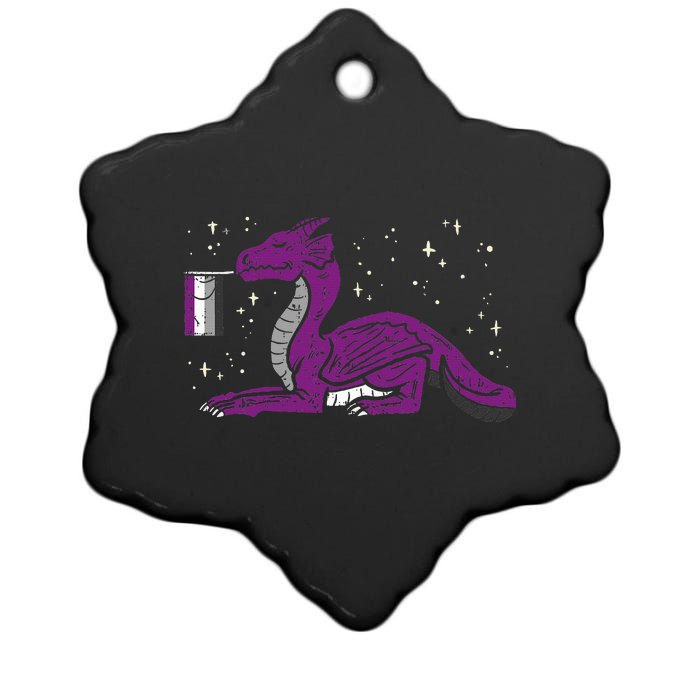 Dragon Mythical Animal Lgbtq Asexual Flag Ace Pride Ally Ceramic Star Ornament