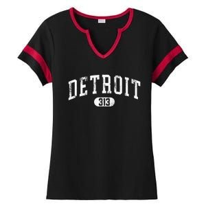 Detroit Michigan Area Code 313 Souvenir Ladies Halftime Notch Neck Tee