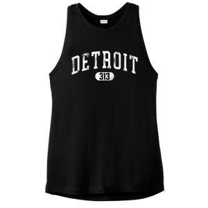 Detroit Michigan Area Code 313 Souvenir Ladies PosiCharge Tri-Blend Wicking Tank