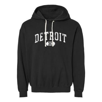 Detroit Michigan Area Code 313 Souvenir Garment-Dyed Fleece Hoodie