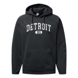 Detroit Michigan Area Code 313 Souvenir Performance Fleece Hoodie