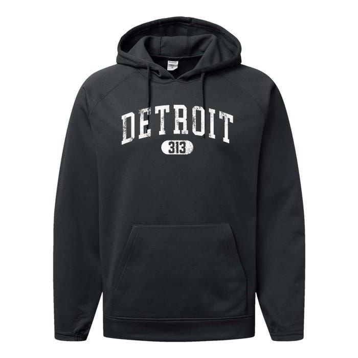 Detroit Michigan Area Code 313 Souvenir Performance Fleece Hoodie