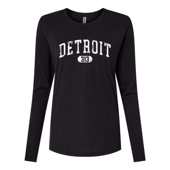 Detroit Michigan Area Code 313 Souvenir Womens Cotton Relaxed Long Sleeve T-Shirt