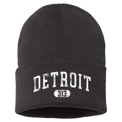 Detroit Michigan Area Code 313 Souvenir Sustainable Knit Beanie