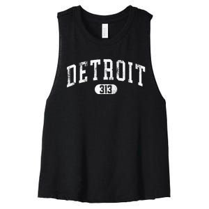 Detroit Michigan Area Code 313 Souvenir Women's Racerback Cropped Tank