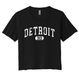 Detroit Michigan Area Code 313 Souvenir Women's Crop Top Tee