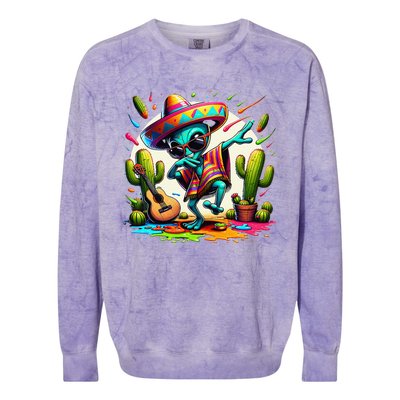 Dabbing Mexican Alienponcho Cinco De Mayo LetS Fiesta Colorblast Crewneck Sweatshirt